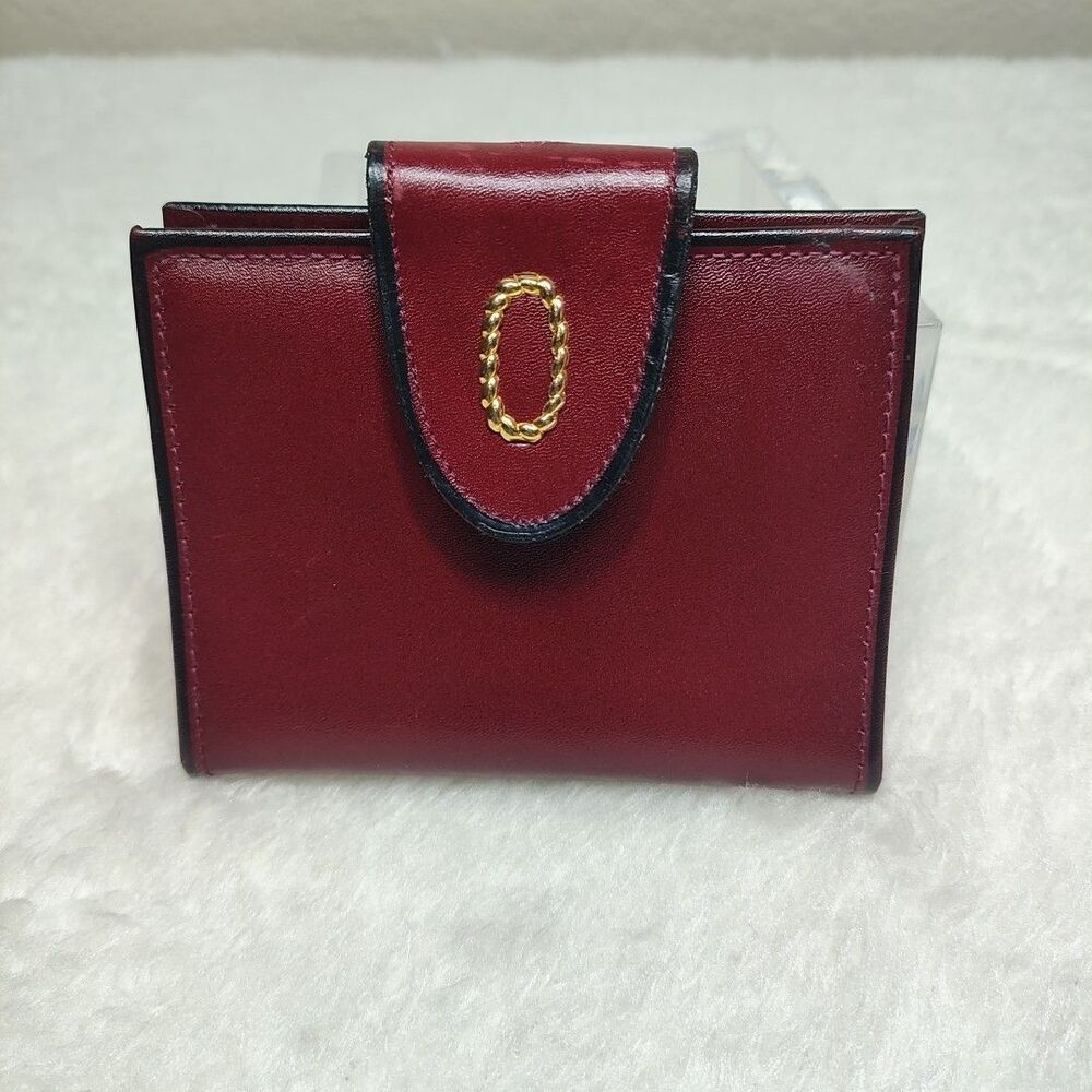 Pocket Burgundy Card Holder, Capri-Glove Cowhide Gold Hardware